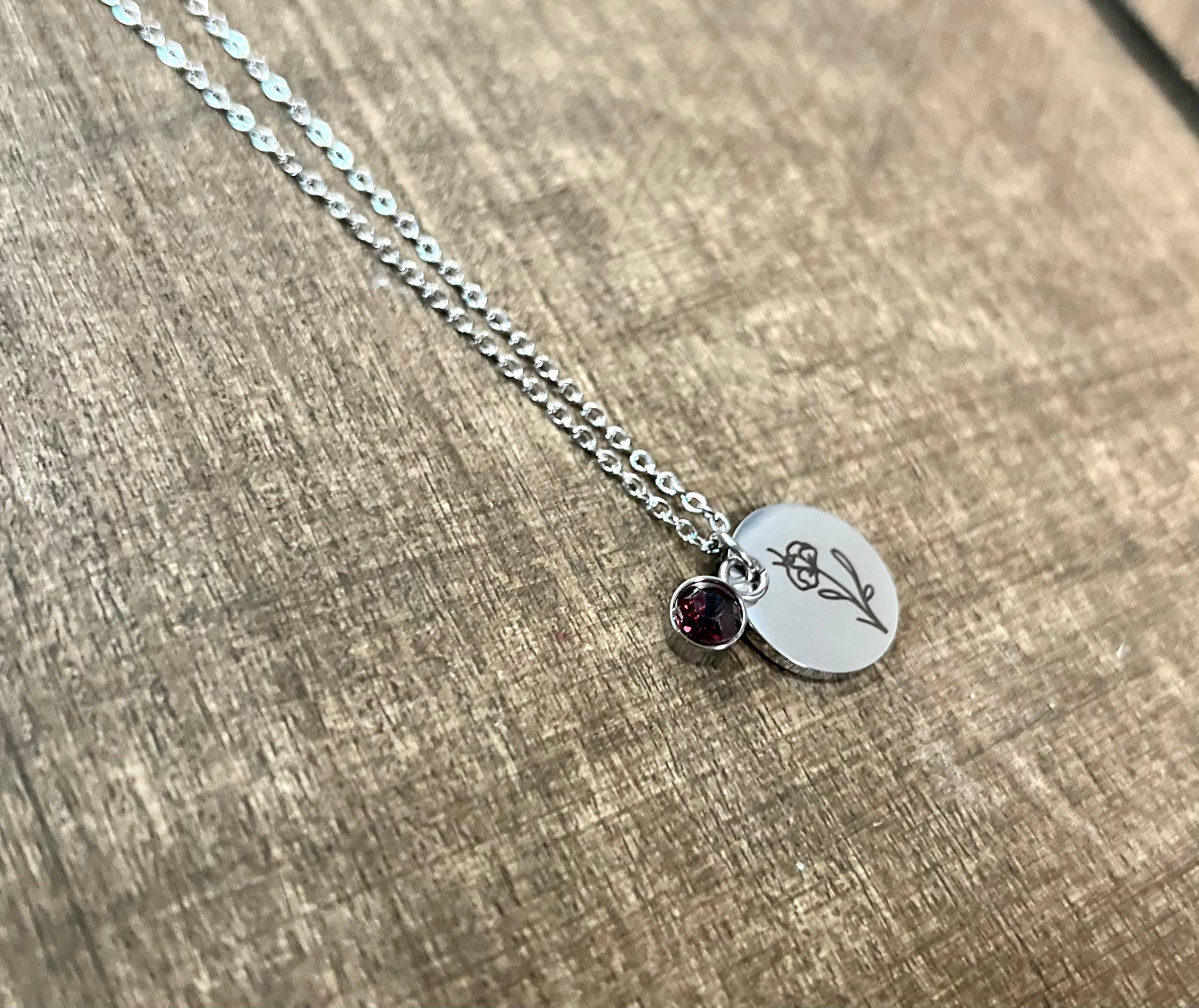 Briano Wholesale - Wholesale Pendant/Charm Necklace - Silver Birth Flower Necklaces - Stainless Steel1