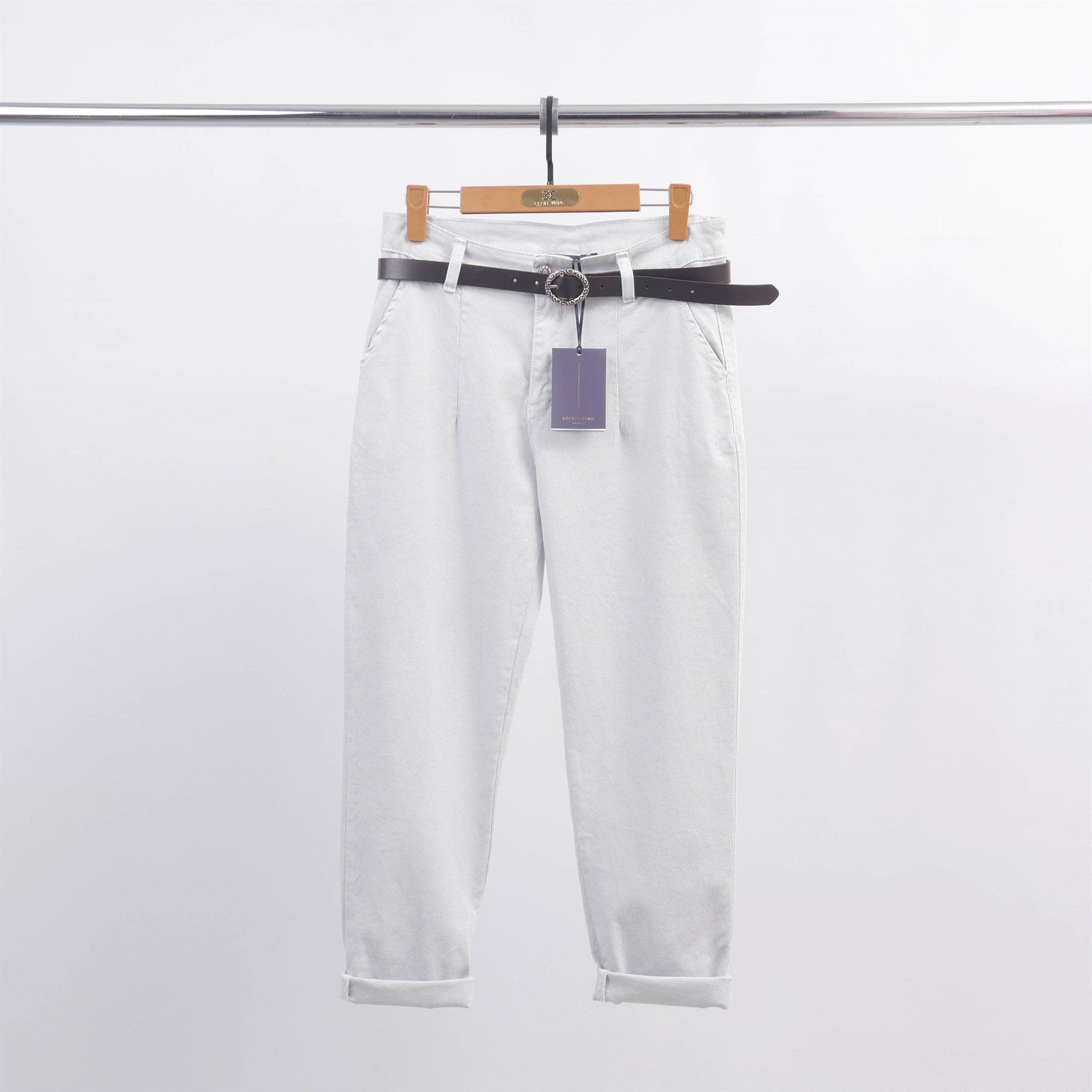 Cecile Wang – wholesale Pants – Women's – Textured belted chino pants CVA822663-42