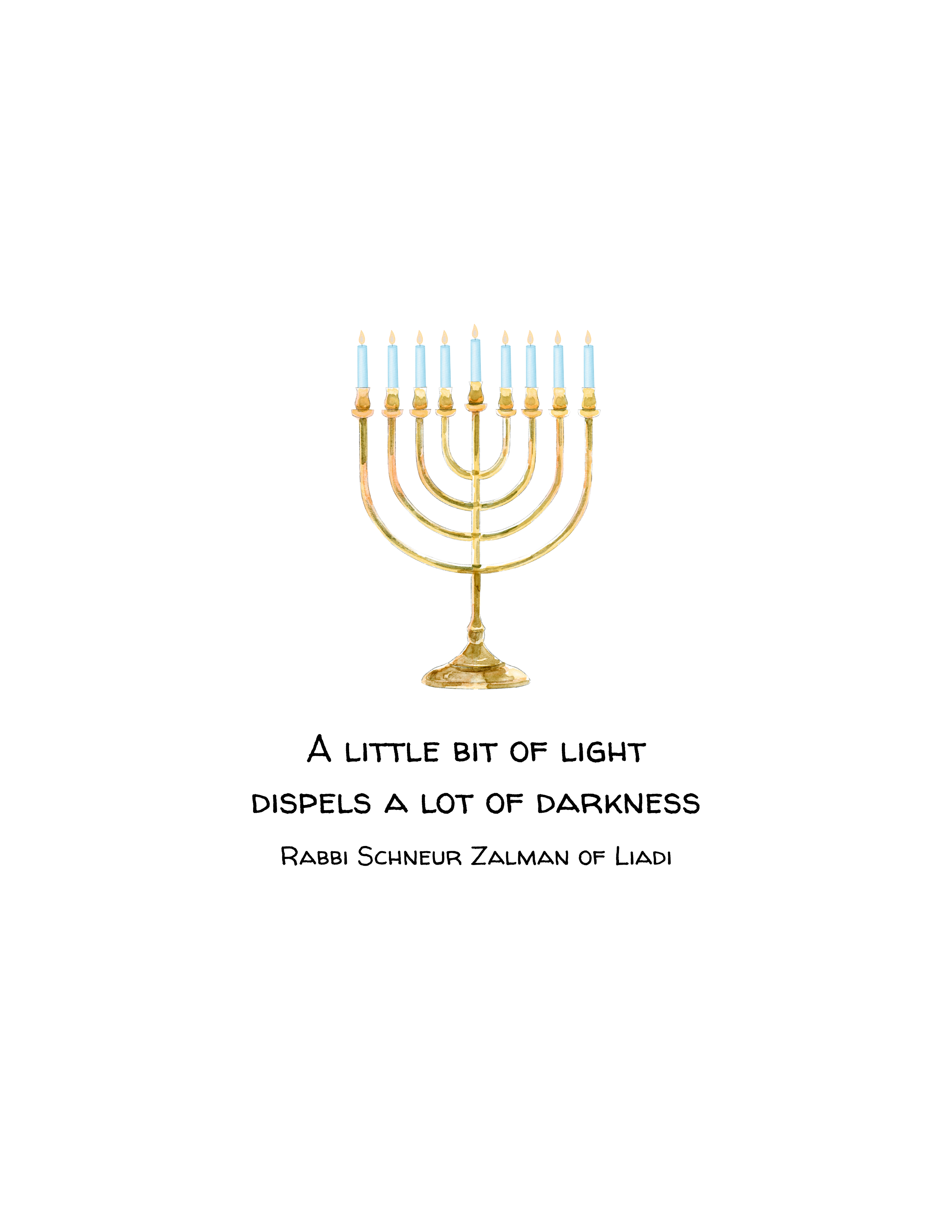 Mac and Mo Studio - Luxury Stationery and Greeting Cards - Wholesale Hanukkah Card - Light Hanukkah Card - Watercolor Menorah Card2