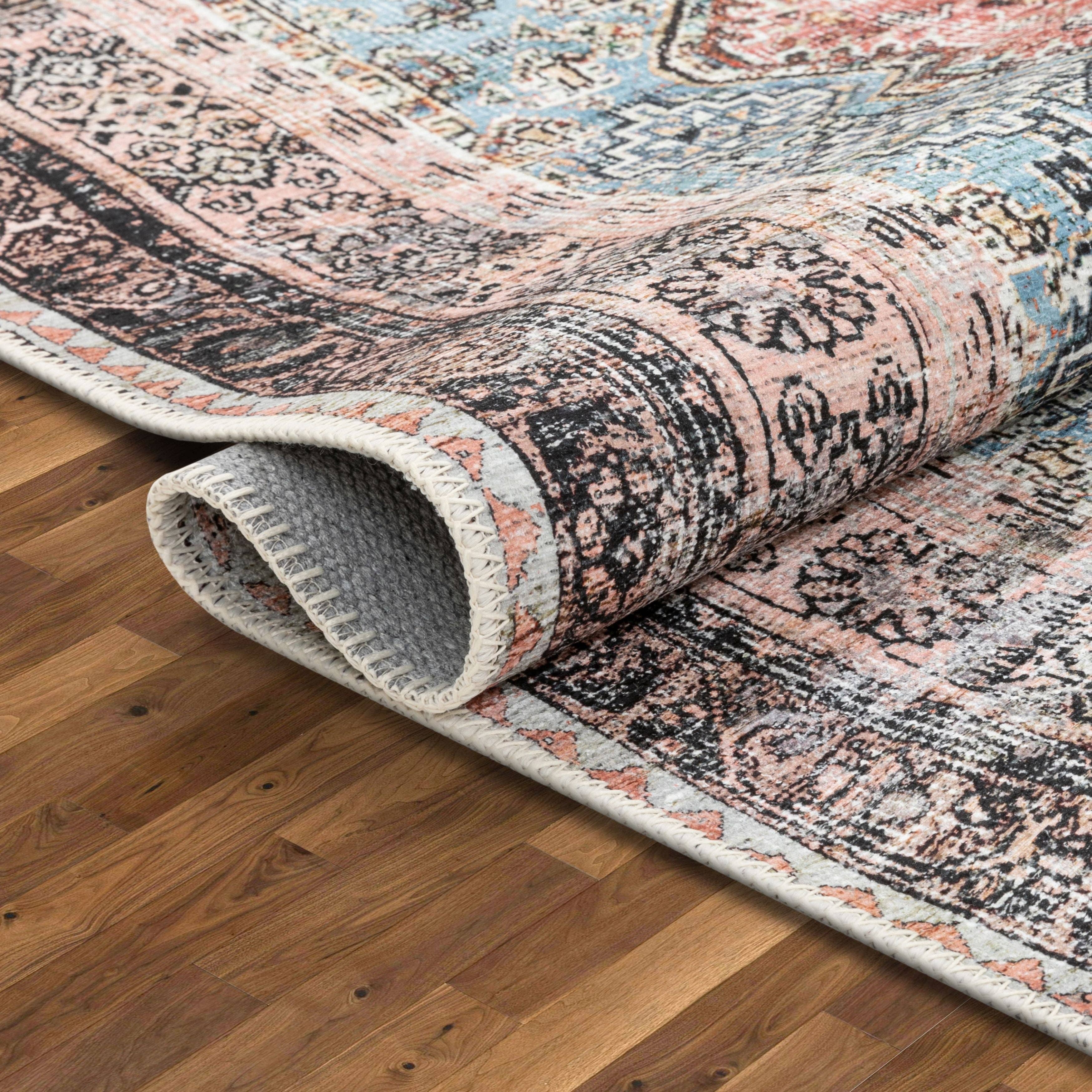 Well Woven – Großhandel Teppichvorleger – Menda, maschinenwaschbar, böhmisches Medaillon, orientalisch, Vintage-Stil10