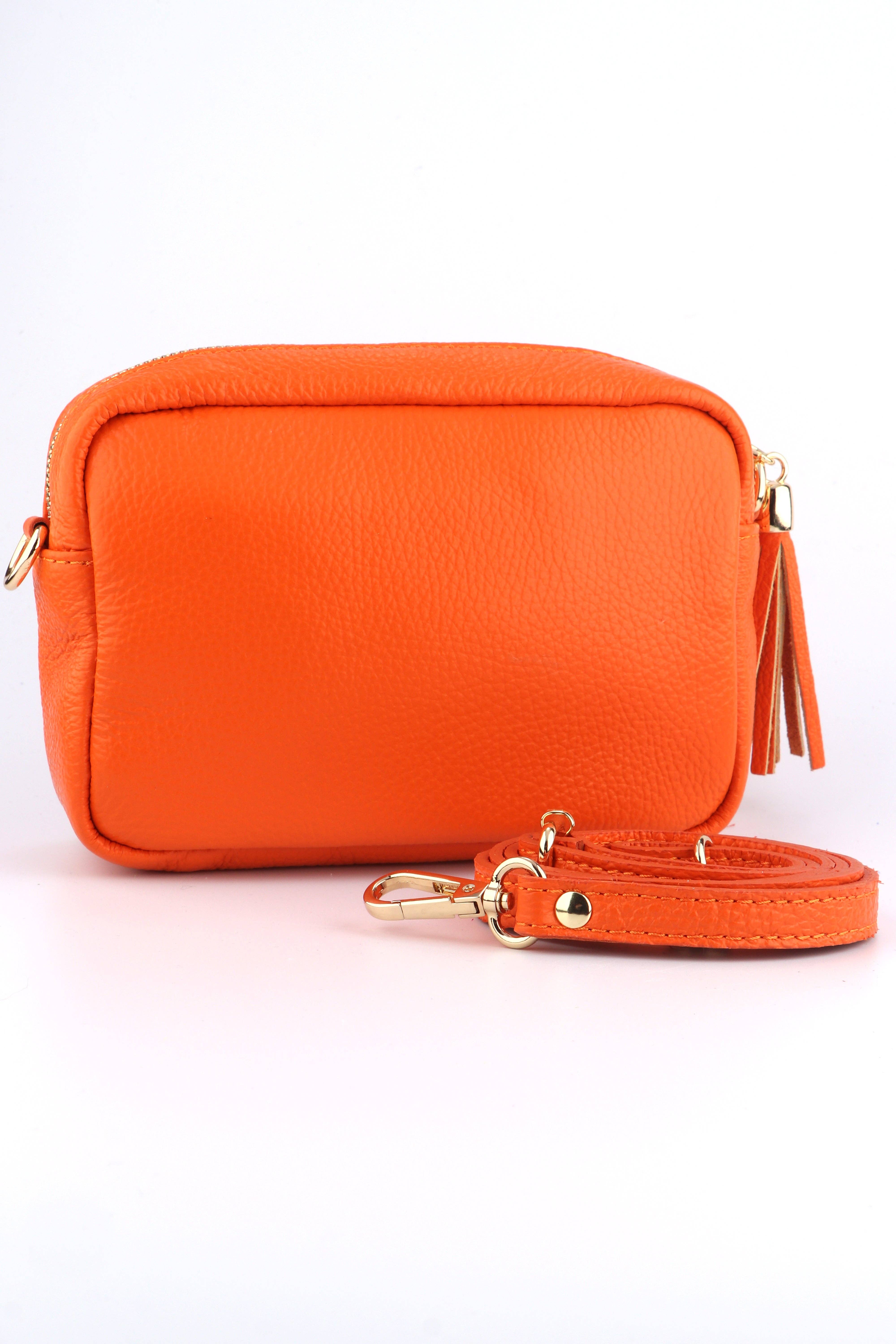 Sarta Pelle - Vente Sac à bandoulière – femme - Petit sac bandoulière en cuir italien Fleur - Orange, grainé3