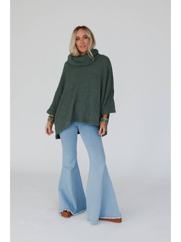 Three Bird Nest - Wholesale Tunic Sweater - Women's - Hartlie Sweater Top - Basil