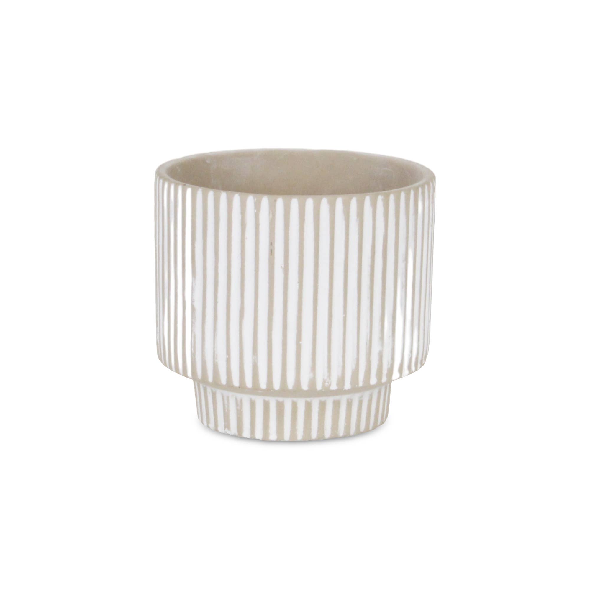 Cheungs Home Decor - Wholesale Plant Pot - Triani Round Lined Pattern Band Pattern Ceramic Pot - Gray3