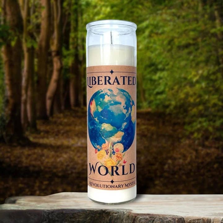 Liberated World Candle for wholesale by Revolutionary Mystic