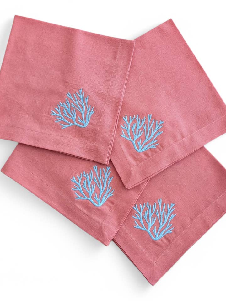 Set of 4 100% Cotton Napkins – Reef Embroidery
 for wholesale by ARIANDI