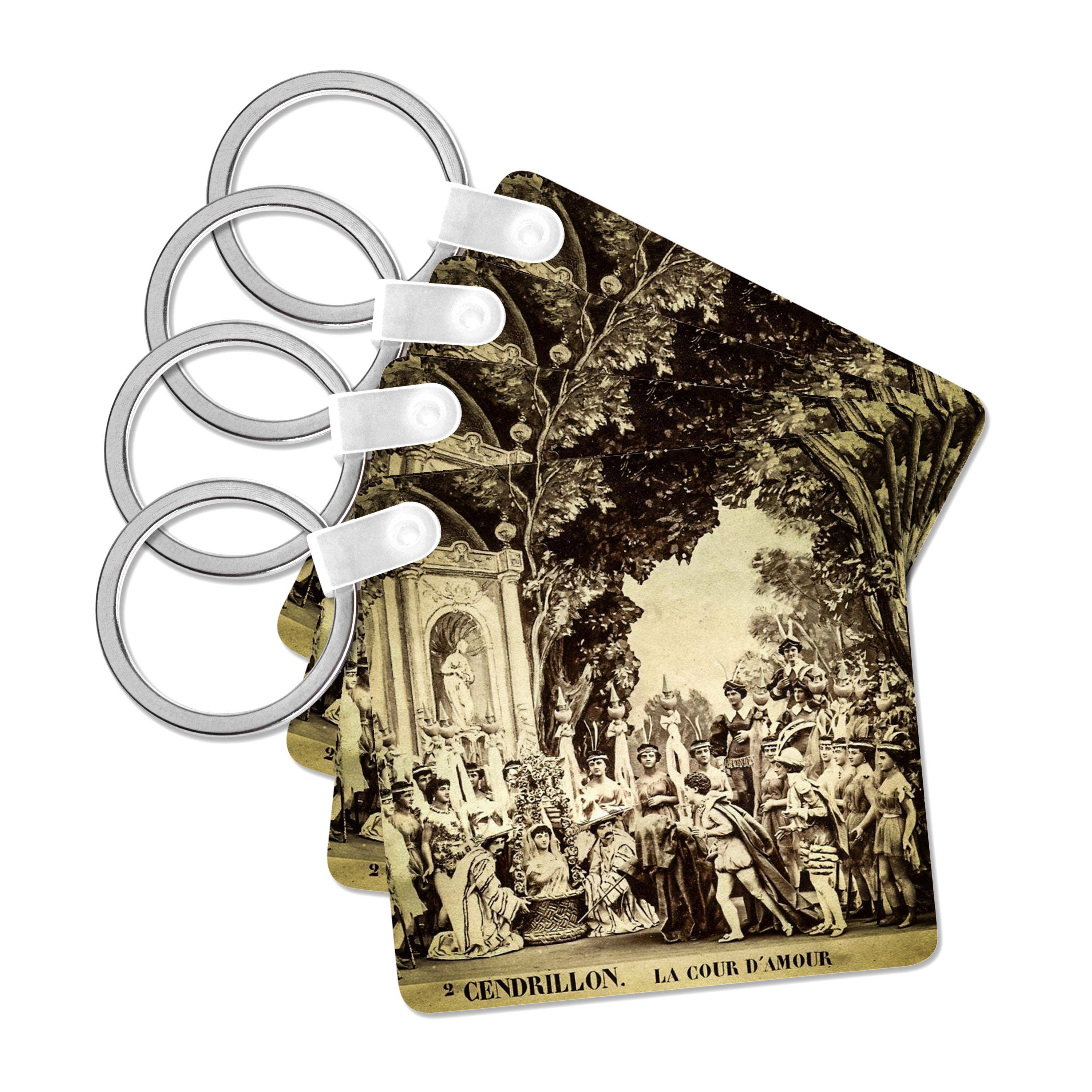 3dRose - Wholesale Keychain - Unisex - 3dRose, Adolphe Block B.K. Cinderella in the Court of Love Vintage 1860s, Key Chain0