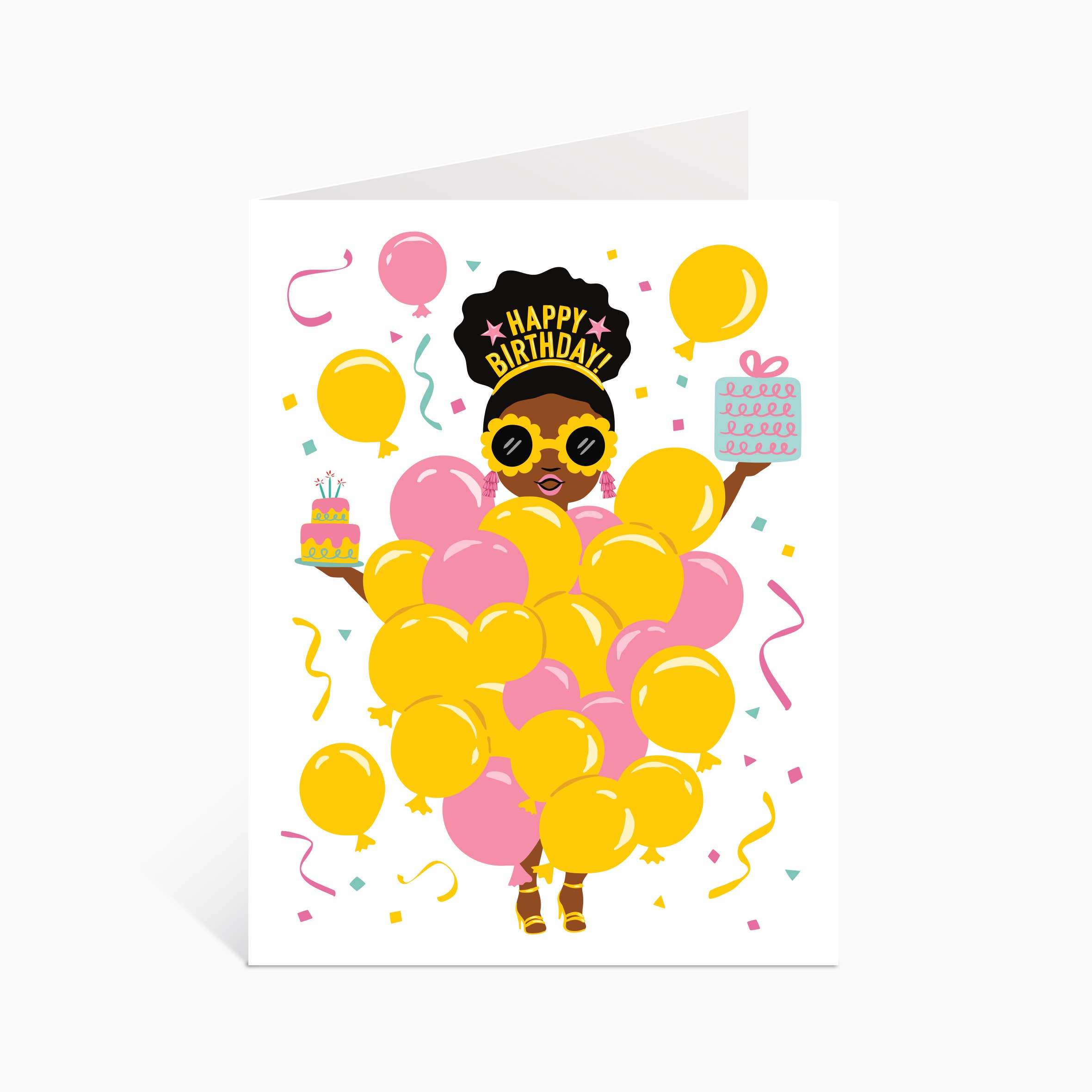 Lucy Loves Paper - Wholesale Birthday Card - Balloon Party Girl | Black Girl Birthday Card (A2)3