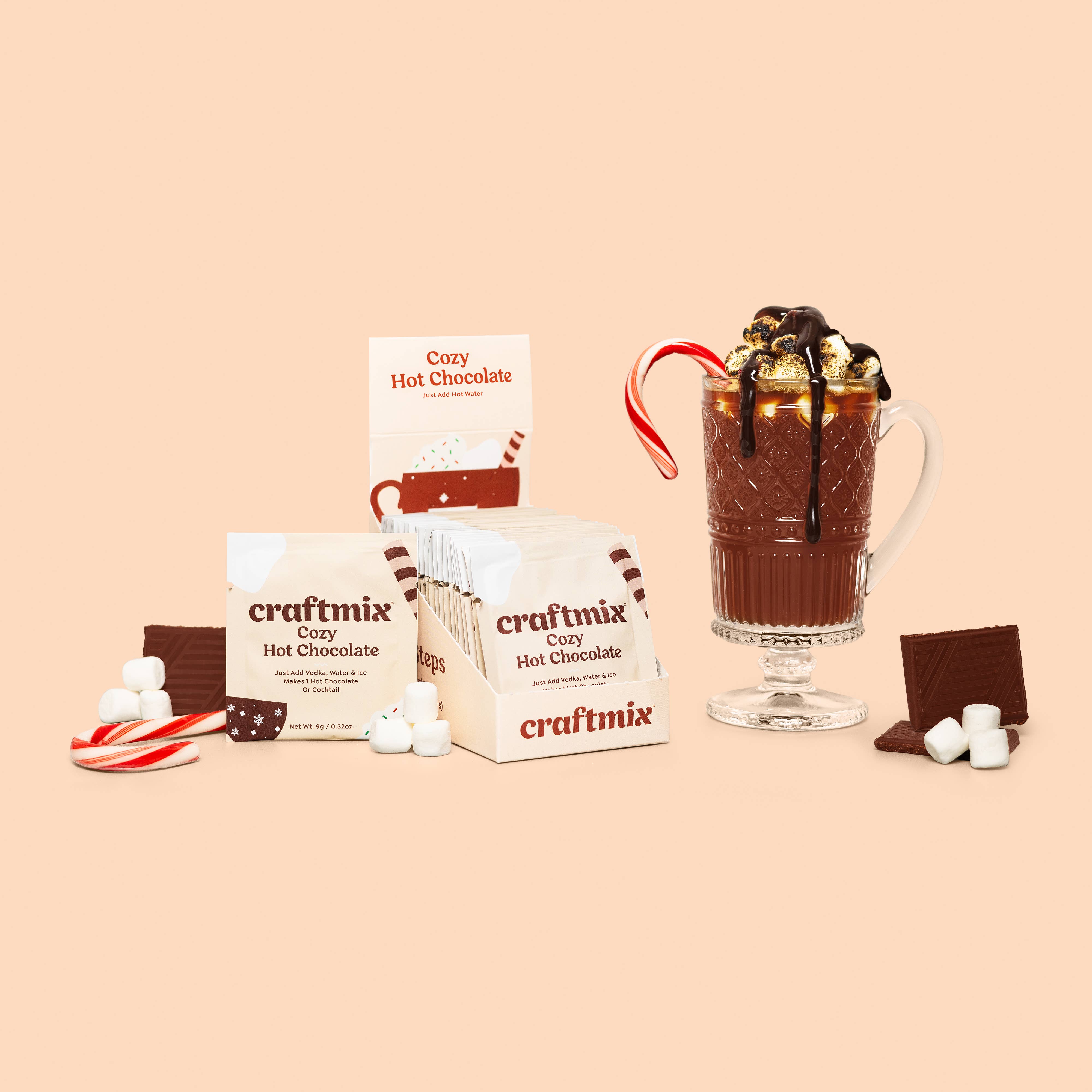 Craftmix - Wholesale Hot Cocoa Mix/Kit - Cozy Hot Chocolate & Cocktail Mixer - 24ct Caddy