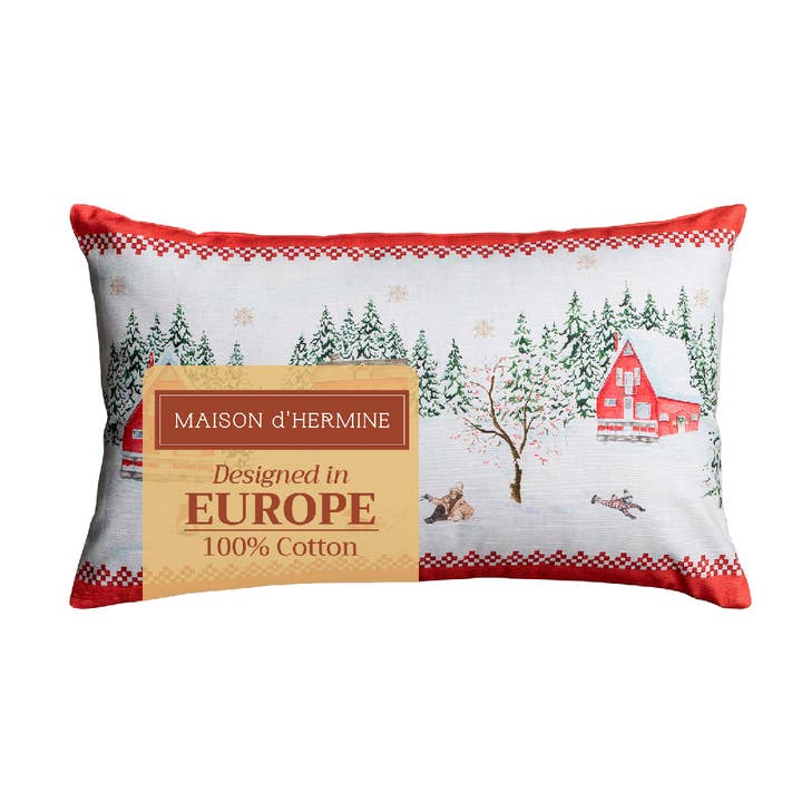 Decorative Throw Pillow Cover - Rural Christmas - 20" x 12" for wholesale by Maison d'Hermine - Design in Every Thread