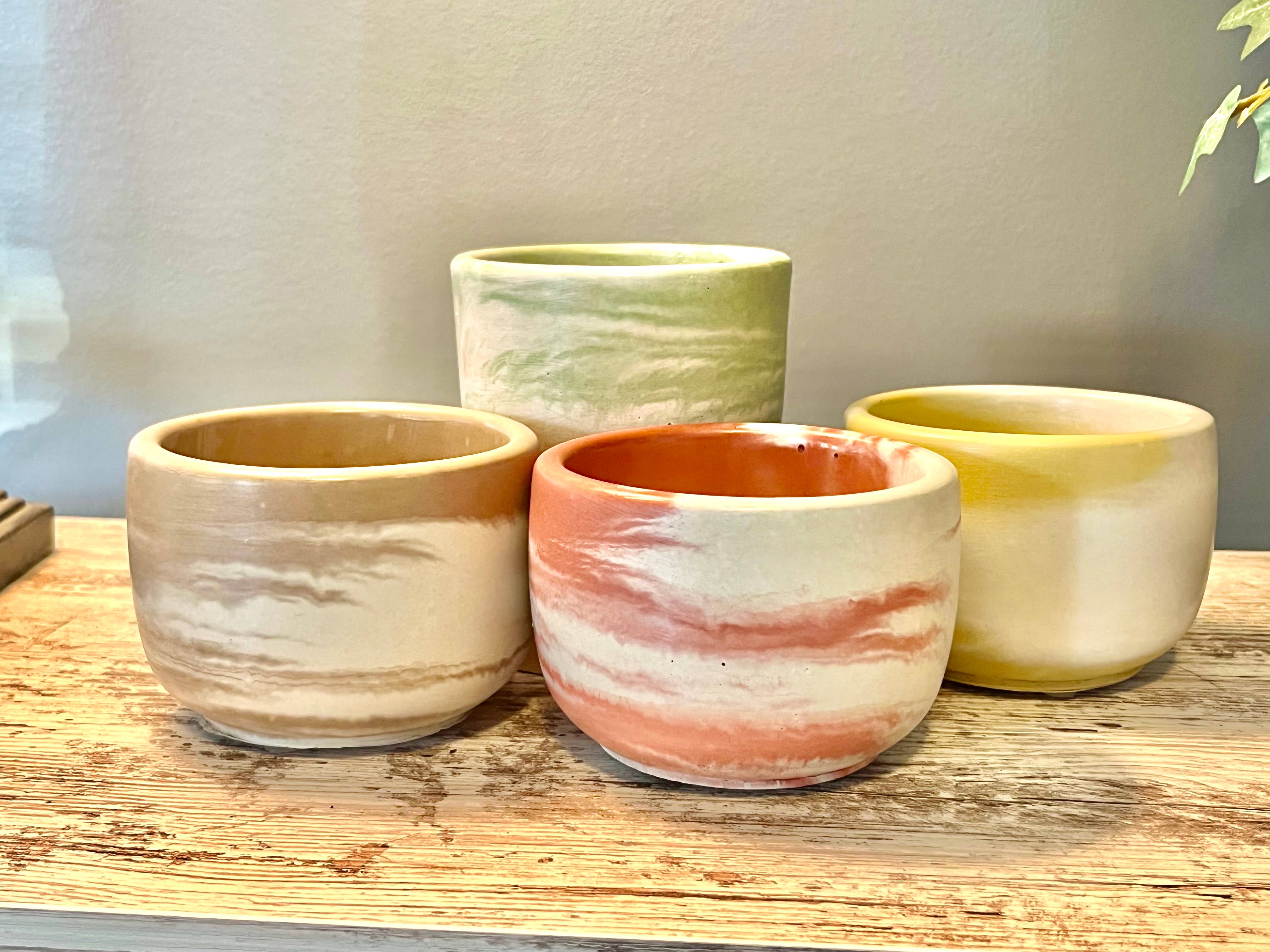 Bumblebee Candle Co. - Wholesale Candle Holder - Green Marbled Concrete Candle Vessel - 8 oz 3