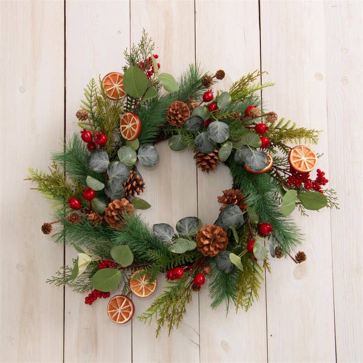 Audrey's Home & Gift – wholesale Krans – Krans - Torkade Faux Apelsiner Och Bär (PC)