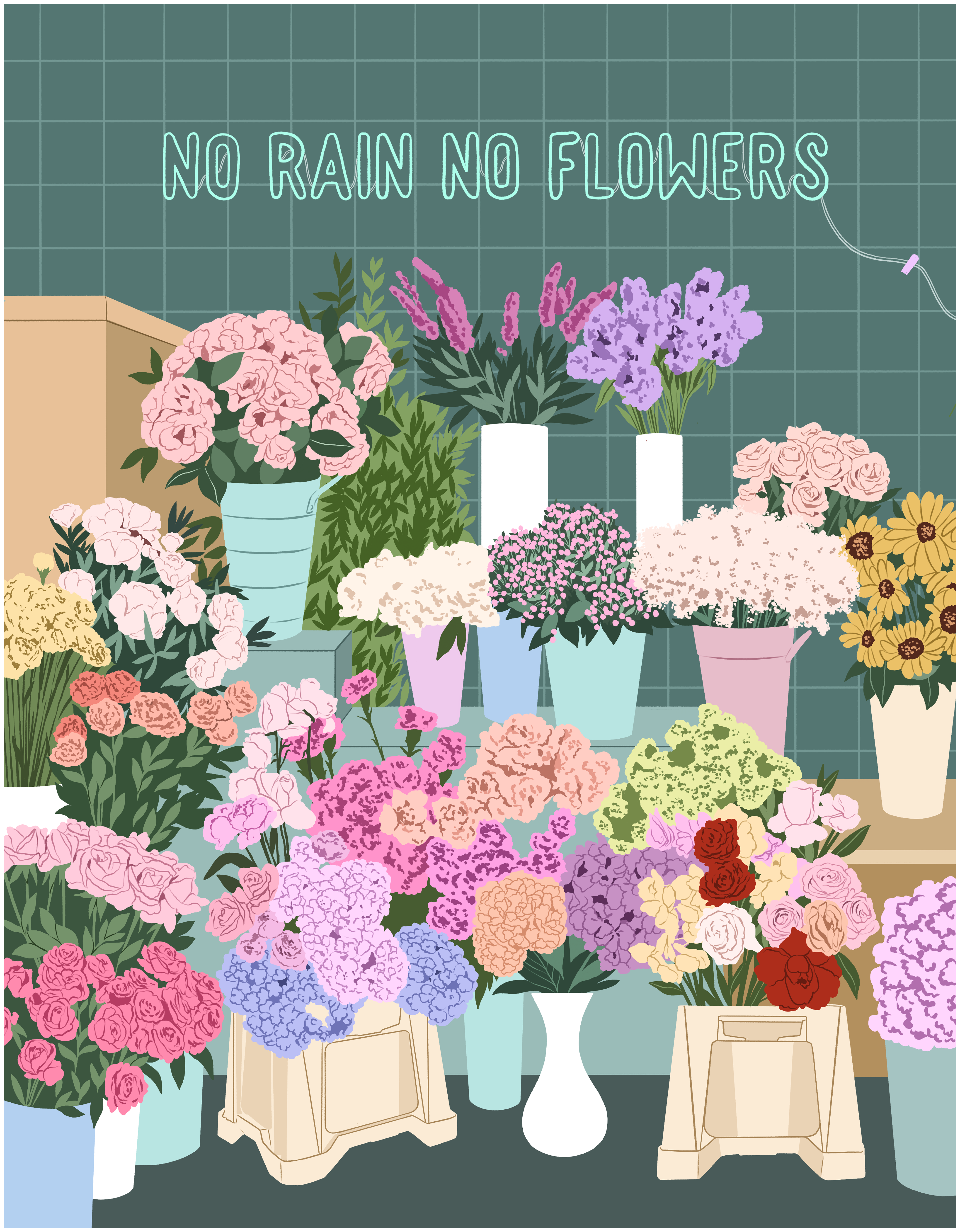 JIGGY Puzzles - Wholesale Puzzle - Adult - 450pc Puzzle & Glue Kit: No Rain No Flowers1