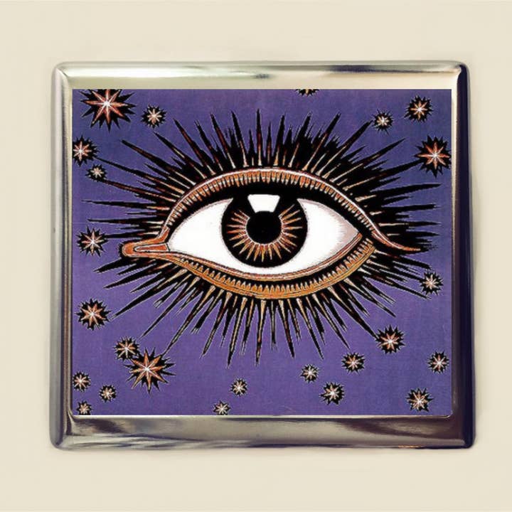 FringePop - Wholesale Cigarette Case - Franz Von Stuck Eye Cigarette Case Business Card ID Holder Wallet Occult Mystical Fine Art Painting All Seeing Eye
