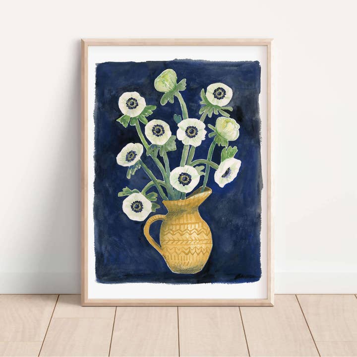 Jenny Vellacott - Wholesale Art Print - Flower Art Print Floral Painting of Anemone Flowers4