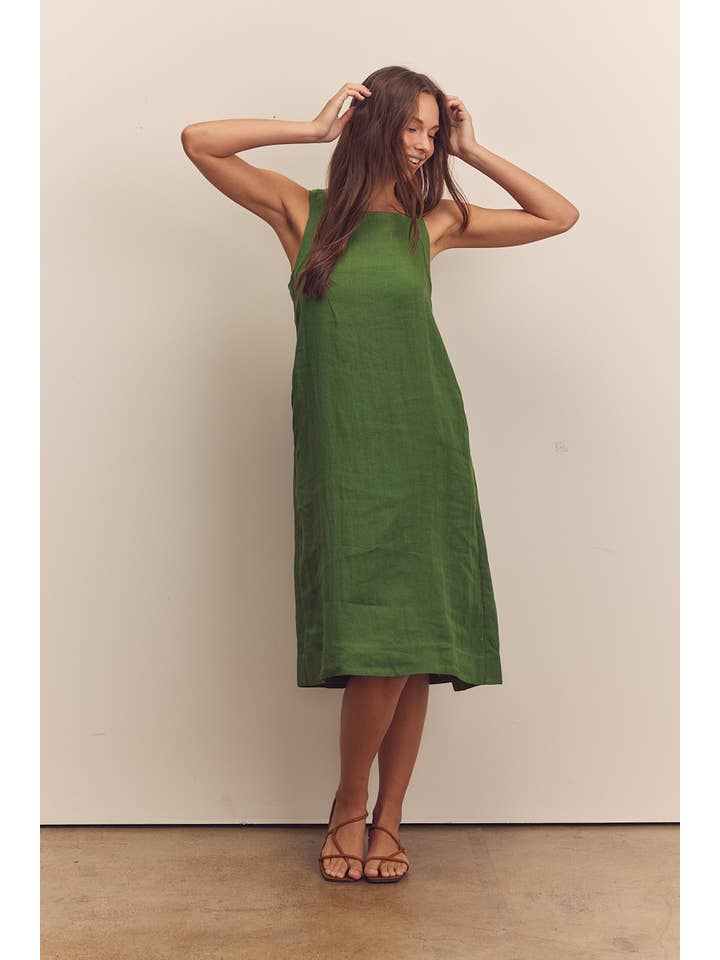 Green Back tied strap dress for wholesale on Faire