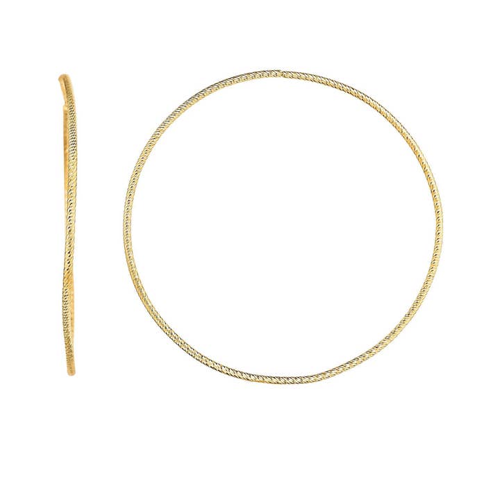 14kt Gold Yellow Finish 1.2x50mm Shiny Round Tube Hoop Fancy Earring with Slide Clasp for wholesale by The Diamond Deal