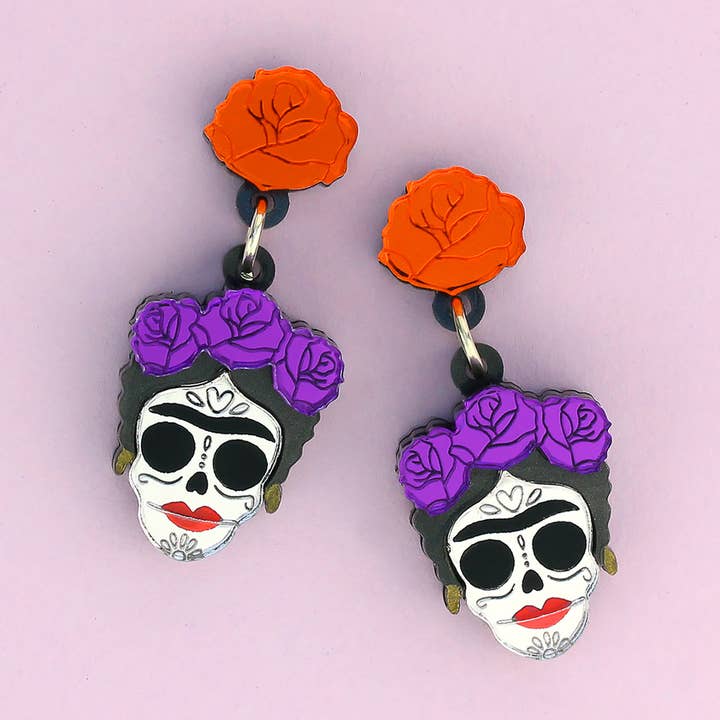 Candy Skull Artist Earrings for wholesale by Little Moose