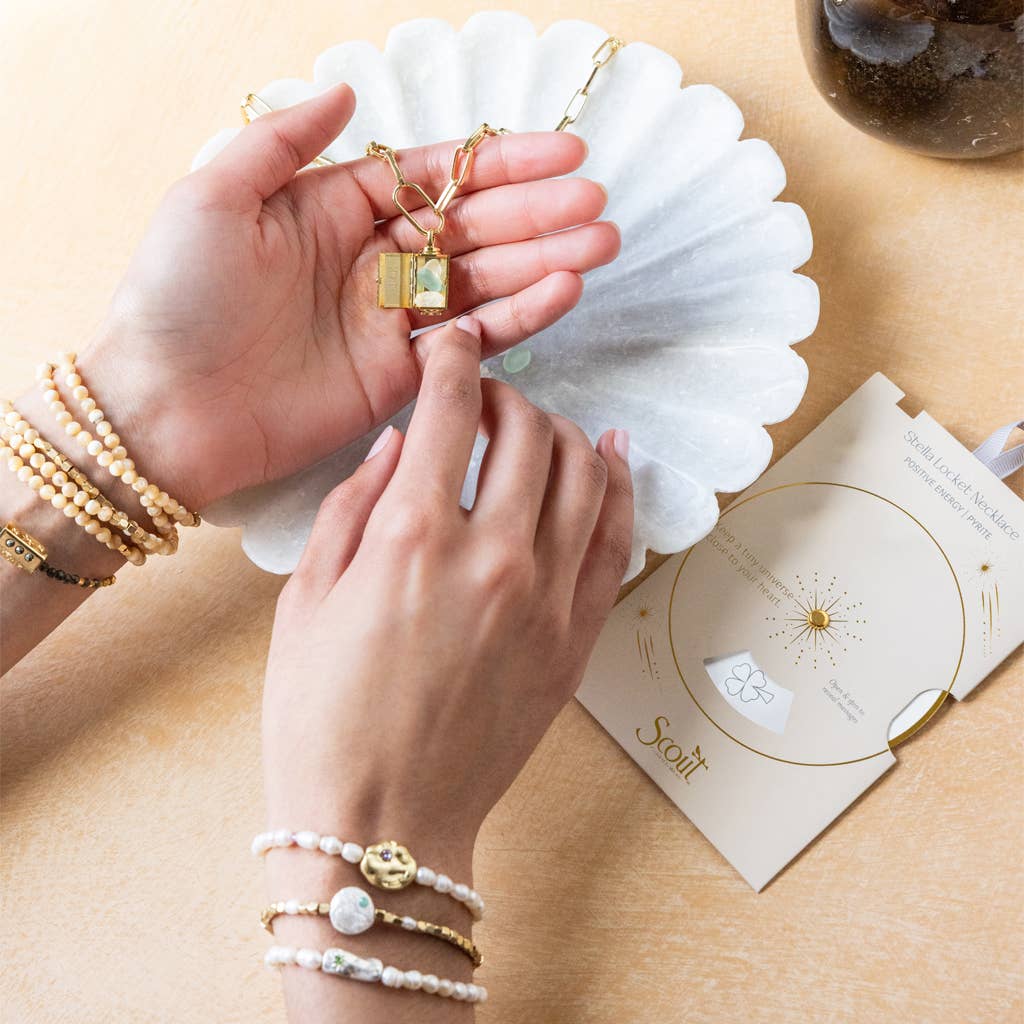 Scout Curated Wears - Wholesale Pendant/Charm Necklace - Stella Locket Necklace - Love/Rose Quartz/Gold3