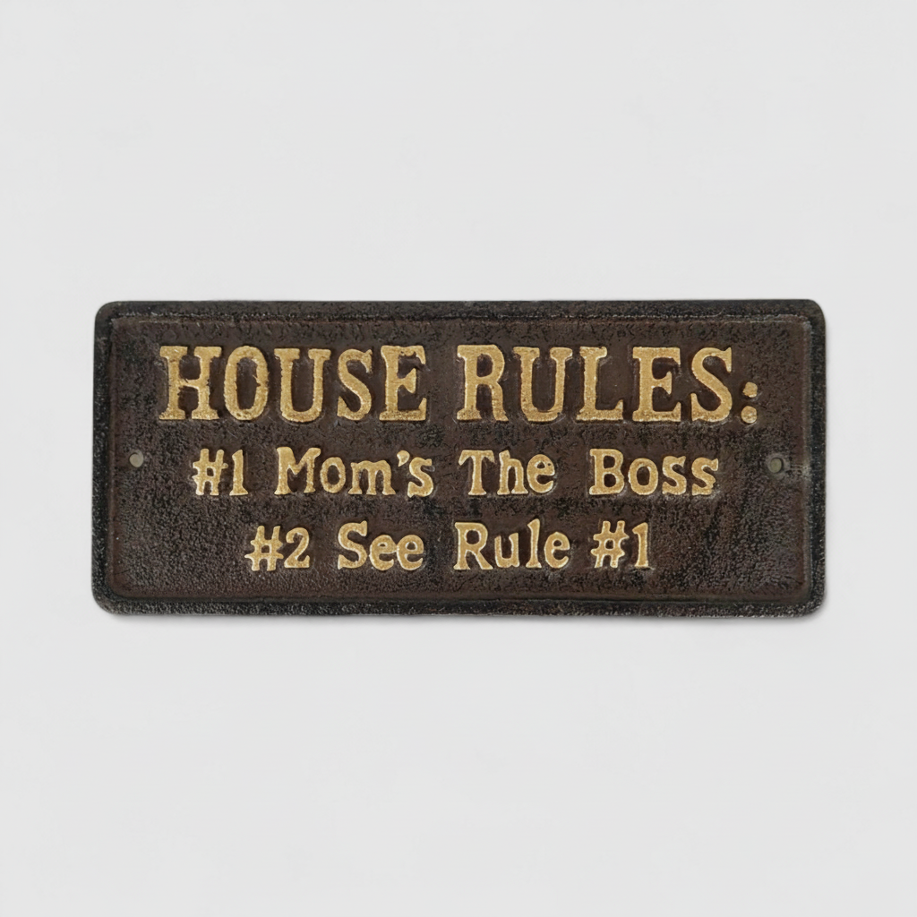 Iron & Blossom - Wholesale Plaque - Charming Cast Iron Plaque: House Rules - Vintage Home Accent1