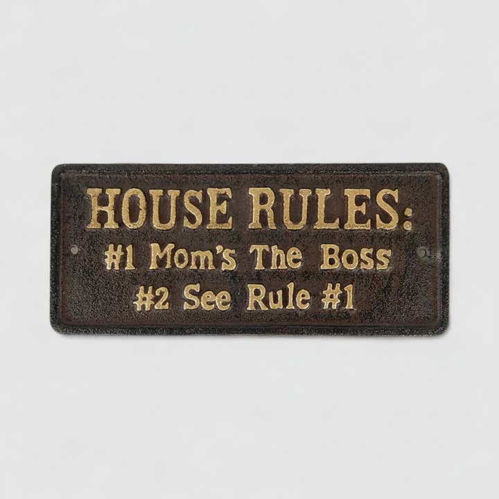 Iron & Blossom - Wholesale Plaque - Charming Cast Iron Plaque: House Rules - Vintage Home Accent1