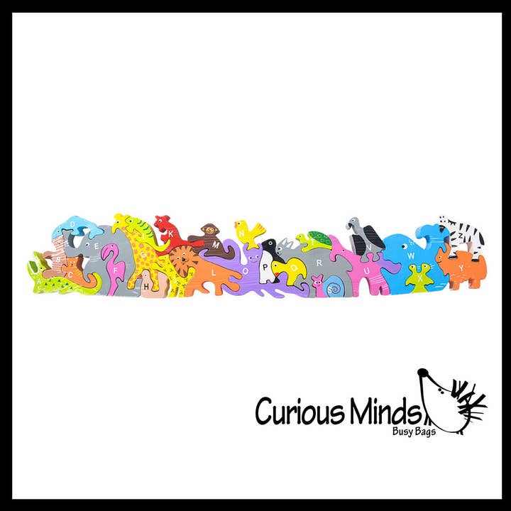 Curious Minds Toys - Wholesale Puzzle - Kids - 1 Wood Alphabet Animal Puzzle - A-Z Animals Chunky Jigsaw2