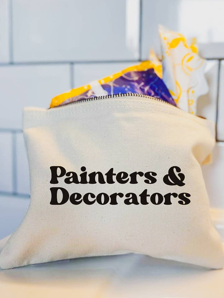 Borsa sanitaria per pittori e decoratori, pochette in tela di cotone / portamonete / trousse per trucco con zip per la vendita all'ingrosso da parte di Dottie Wombat