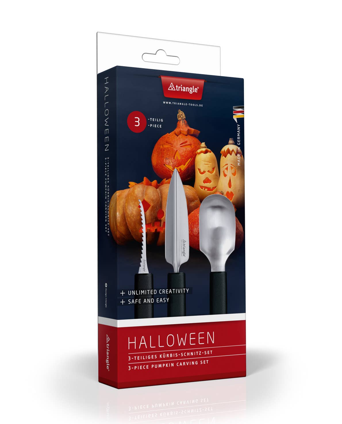Triangle - Wholesale Kitchen Tool/Gadget - Pumpkin carving set, 3-piece (No. 90 835 03 02)1