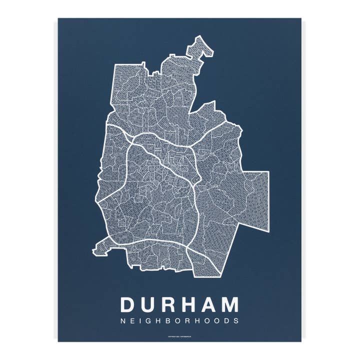 Native Maps - Wholesale Poster - Durham, NC Neighborhood City Map Poster
