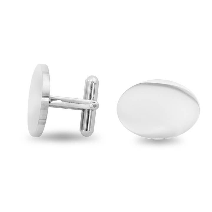 WJW - Wholesale Cufflinks - Stainless Steel Blank Oval Cufflinks