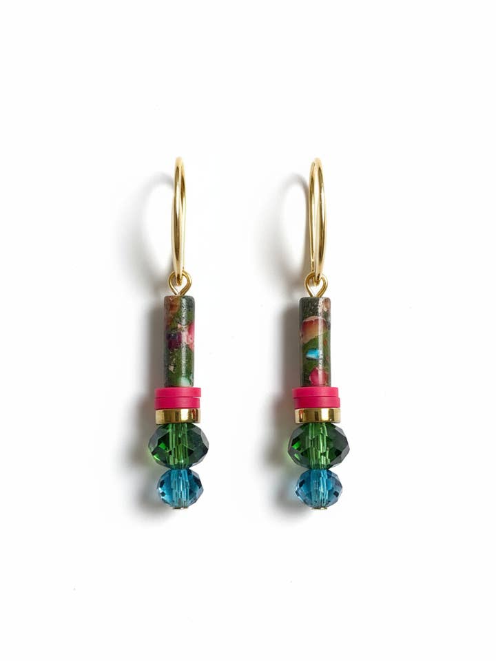 BDLE14 - Crystal multi coloured drop Earrings for wholesale by Gist Jewellery
