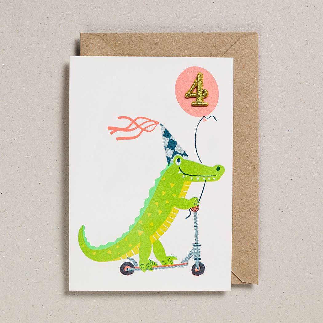 Petra Boase Ltd (US Duties Paid) – wholesale Birthday card – Confetti Pets Cards - Pack of 6 - Age 4 Croc