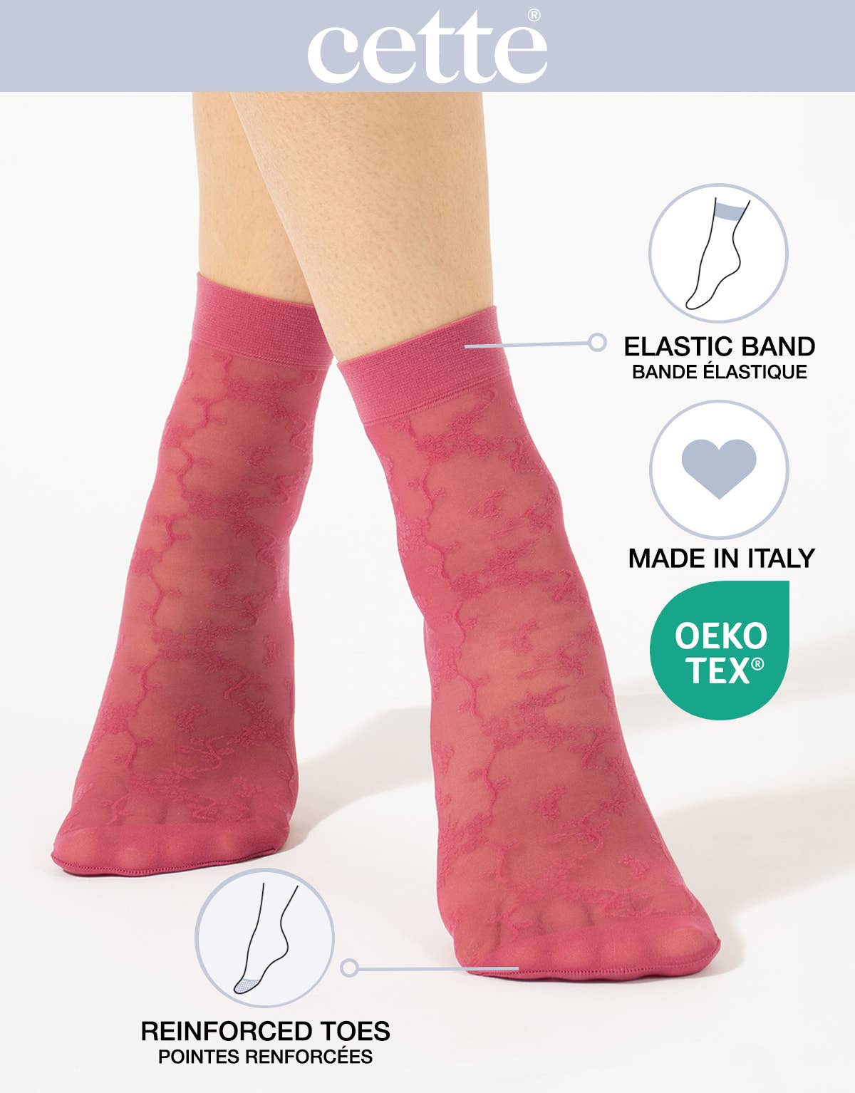 Cette - Wholesale Sokken - Dames - Pop sokken | transparante enkelsokken voor dames met bloemenpatroon7