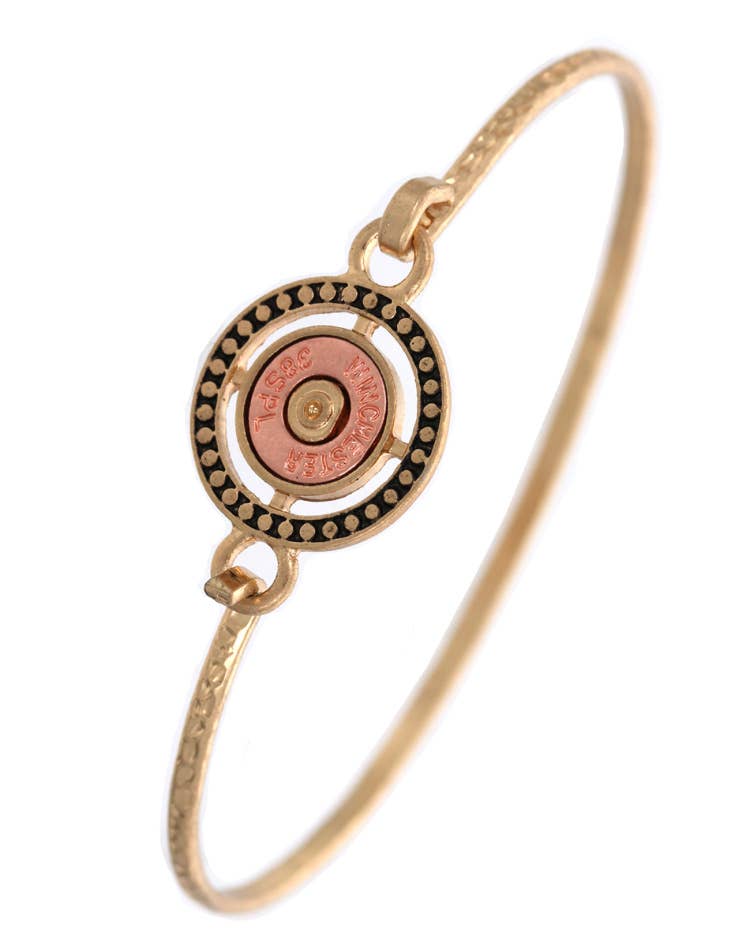 0011 PREMIERE - Venta al por mayor Brazalete - FR4263 Pulsera de Fundición de Bala de Objetivo Winchester Oro_Plata4