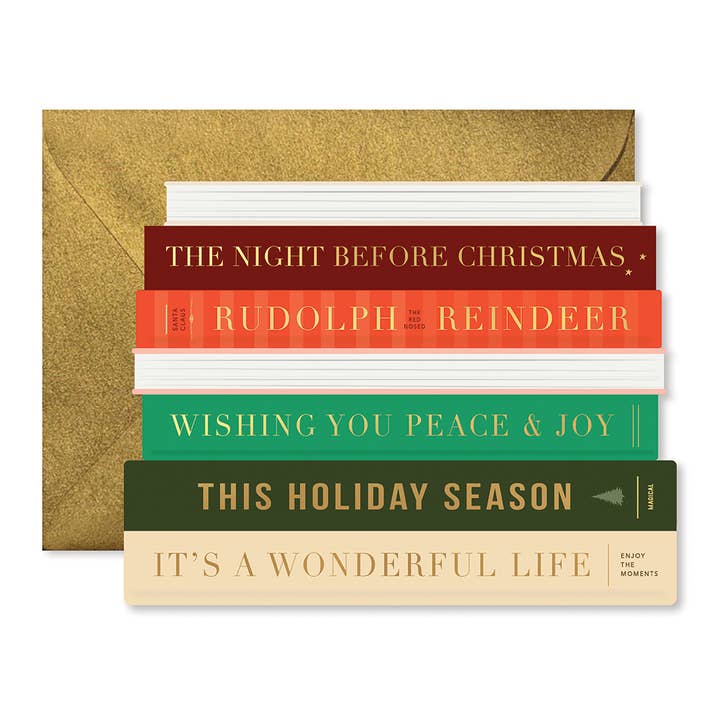 Ginger P. Designs - Wholesale Season's Greetings Card - Holiday Books die-cut Greeting Card 0