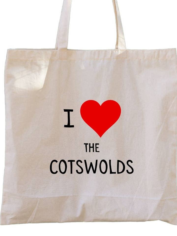 Second Ave Canvas draagtas Rood I Heart Love The Cotswolds voor wholesale door Second Ave Gift Company