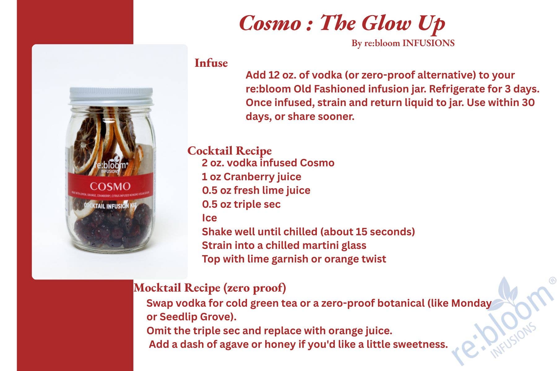RE:BLOOM INFUSIONS LLC - Wholesale DIY Drink Kit - Cosmo Cocktail Mocktail Dehydrated Infusion Kit5