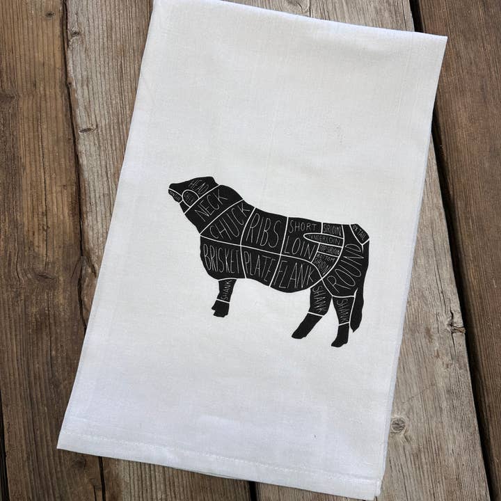 Diamond Horseshoe Trading Co - Wholesale Tea Towel - Beef Cuts - Western Tea Towel