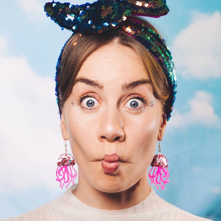 By Heather Filby – wholesale Dangle earrings – JellyFish Glitter Earrings (MORE COLOURS) - Best Seller5