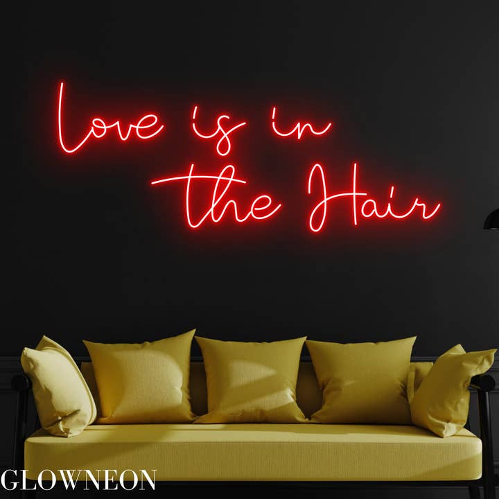 Glow Neon - Wholesale Neon Sign - Love Is In The Hair Neon Sign, Barber Hair Salon Led Sign