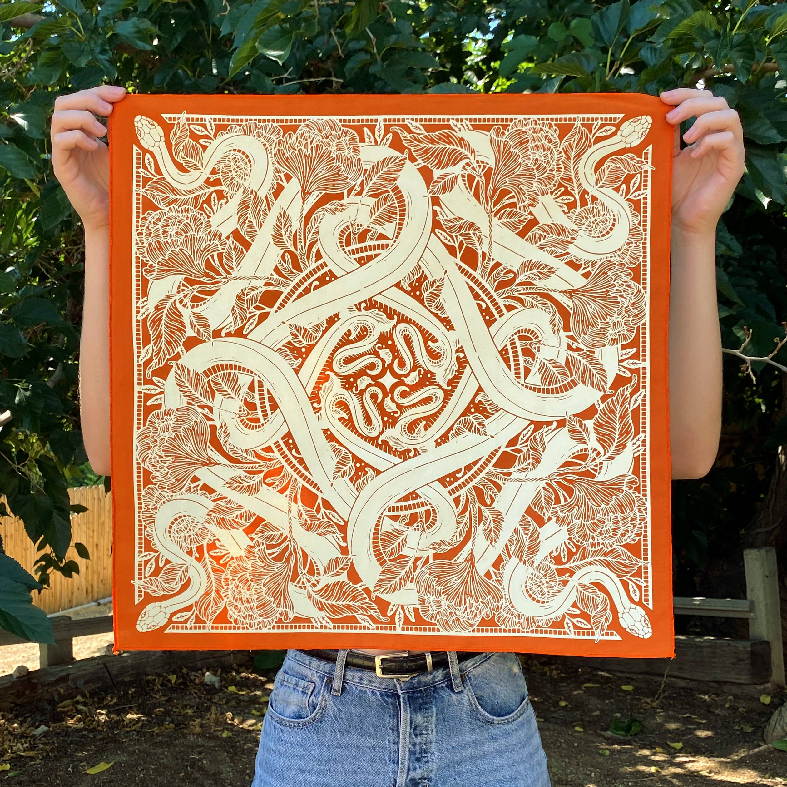 Kate O'Hara - Wholesale Bandana - Women's - Marigold Floral Snake Bandana1