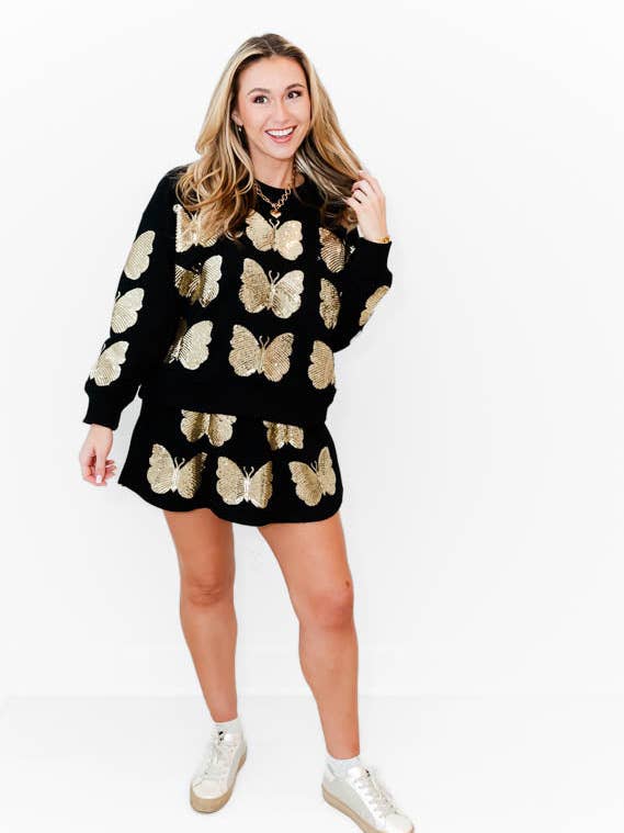 Ensemble Glamour Papillon de Minuit avec Jupe-Short pour la vente par Whiskey Darling