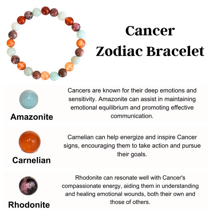 AK Healing Crystals – wholesale Beaded bracelet – Cancer Zodiac Bracelet, Zodiac Horoscope