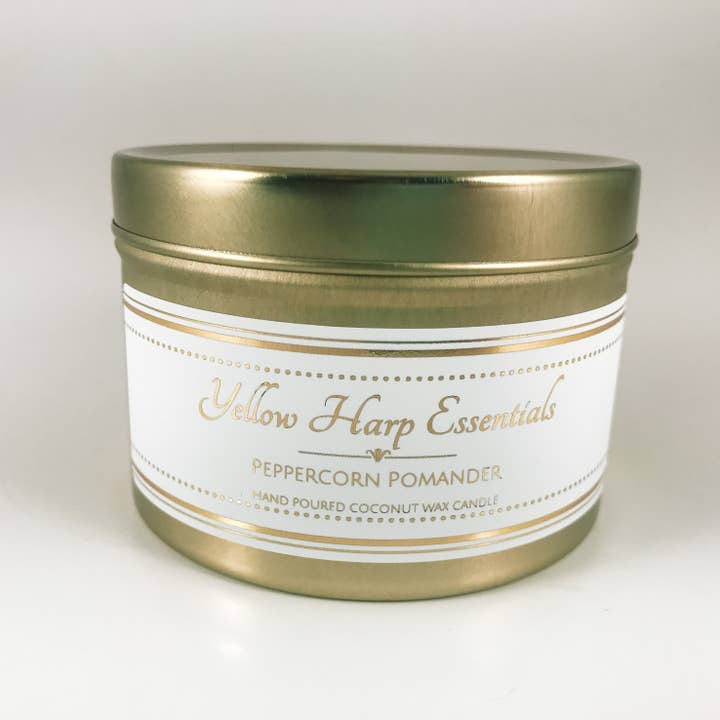 Pomander Pepercorn in latta dorata per la vendita all'ingrosso da parte di Yellow Harp Essentials