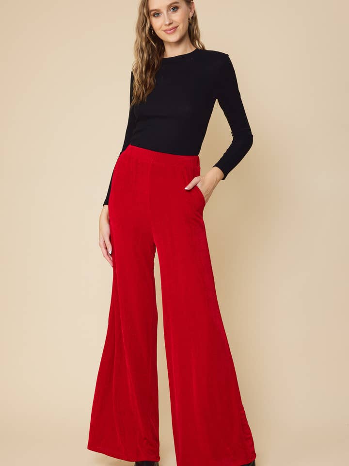 SP7053 - WIDE LEG LONG PANTS WITH ELASTIC WAIST BAND and other Purchase Wholesale red pants. Free Returns & Net 60 Terms on Faire trending on Faire.
