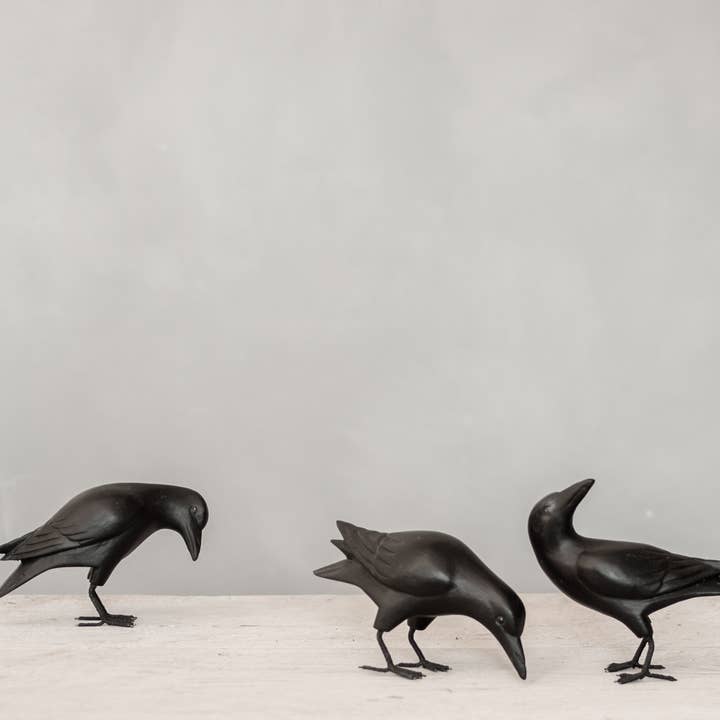 Mini Crow Trio | Hand carved Sculpture | 3-4"H for wholesale by Aviologie