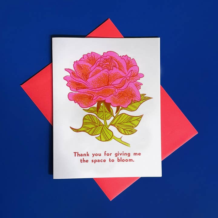Space to Bloom - Parenting Risograph card for wholesale by Pier Six Press