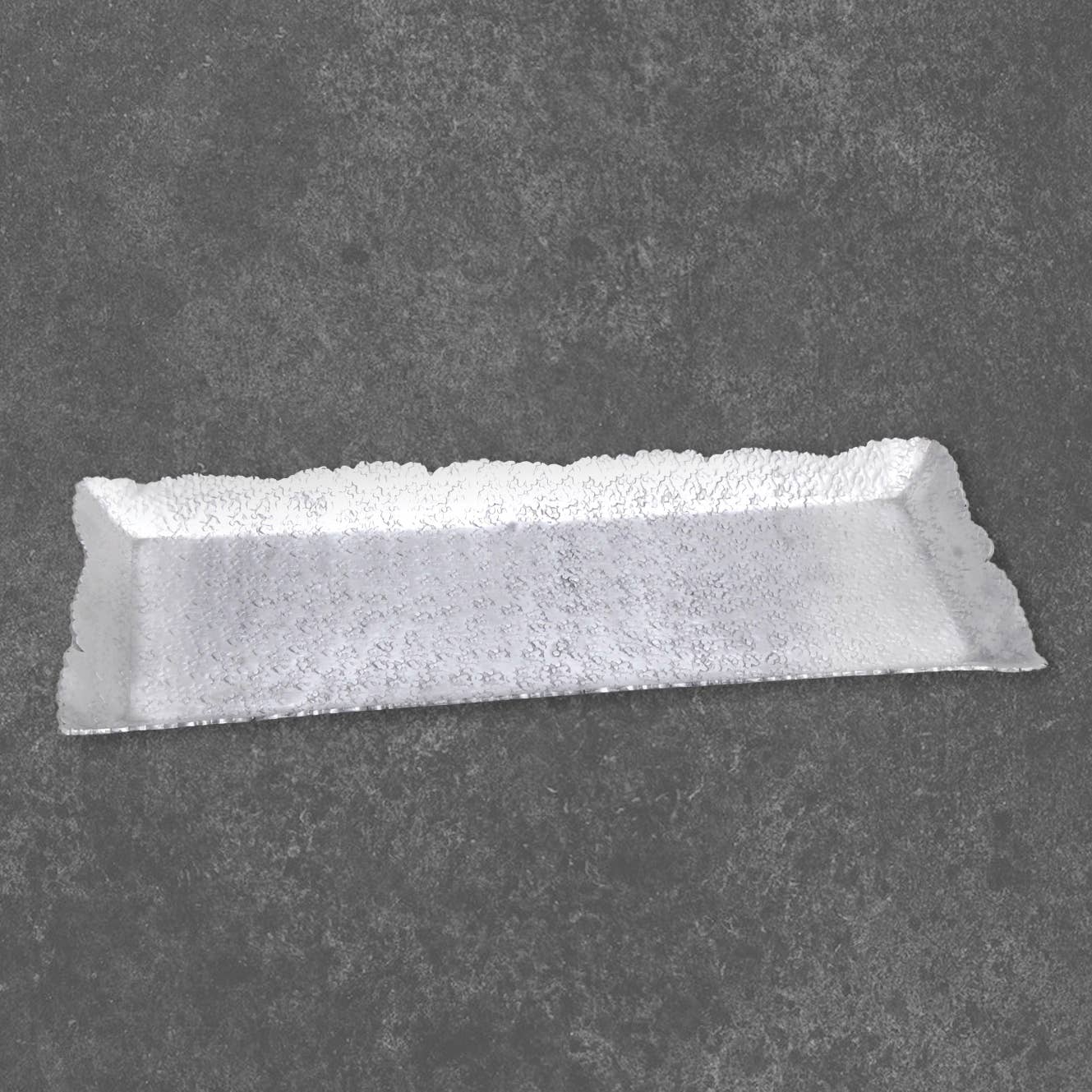India Handicrafts Inc - Wholesale Serving Tray - Silver Hammered Cutting Tray - Rectangular Shape1