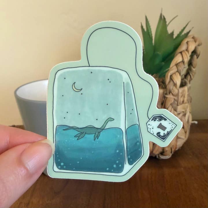 Loch Ness Monster In Tea Bag Magical Tea Lover Decal for wholesale by Desert Light Co.