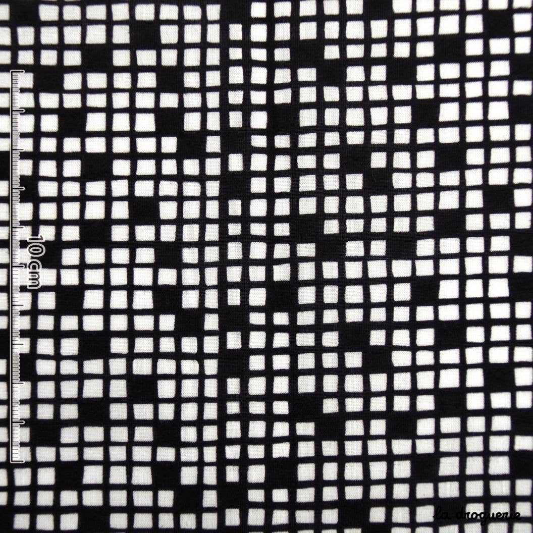 LA DROGUERIE - Wholesale Fabric - Fabric by the meter "Crossword" Black and white2