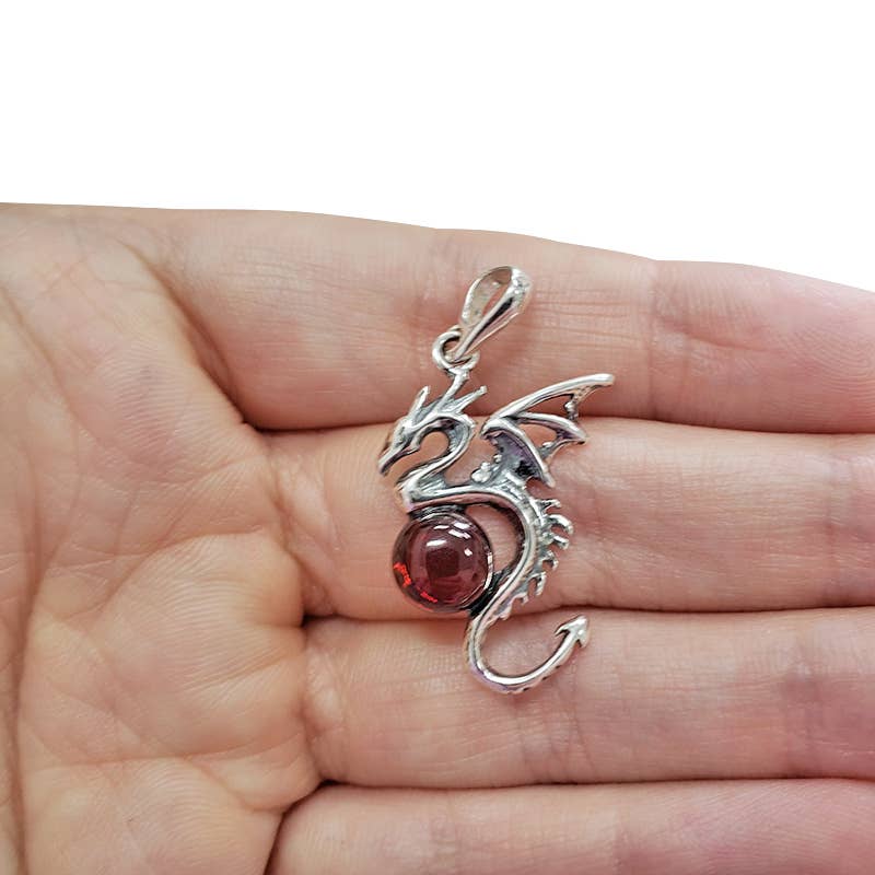 Amberman - Wholesale Pendant/Charm Necklace - Cherry Amber Silver Dragon Pendant2